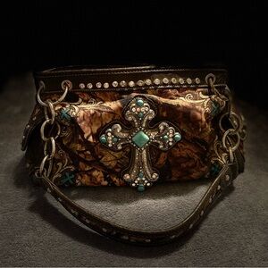 Montana West Brown and Turquoise Cross Shoulder Bag
